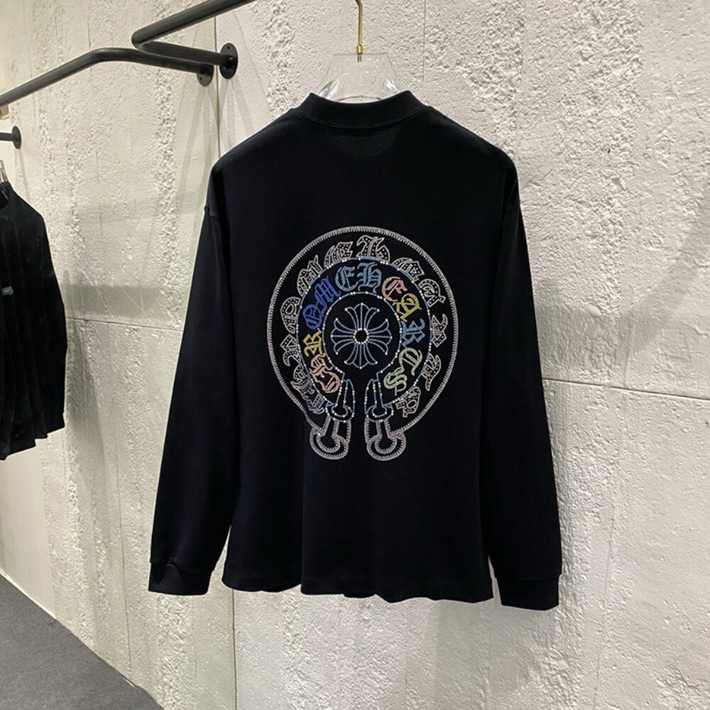 Chrome Hearts Rhinestone Black Long Sleeve T-Shirt